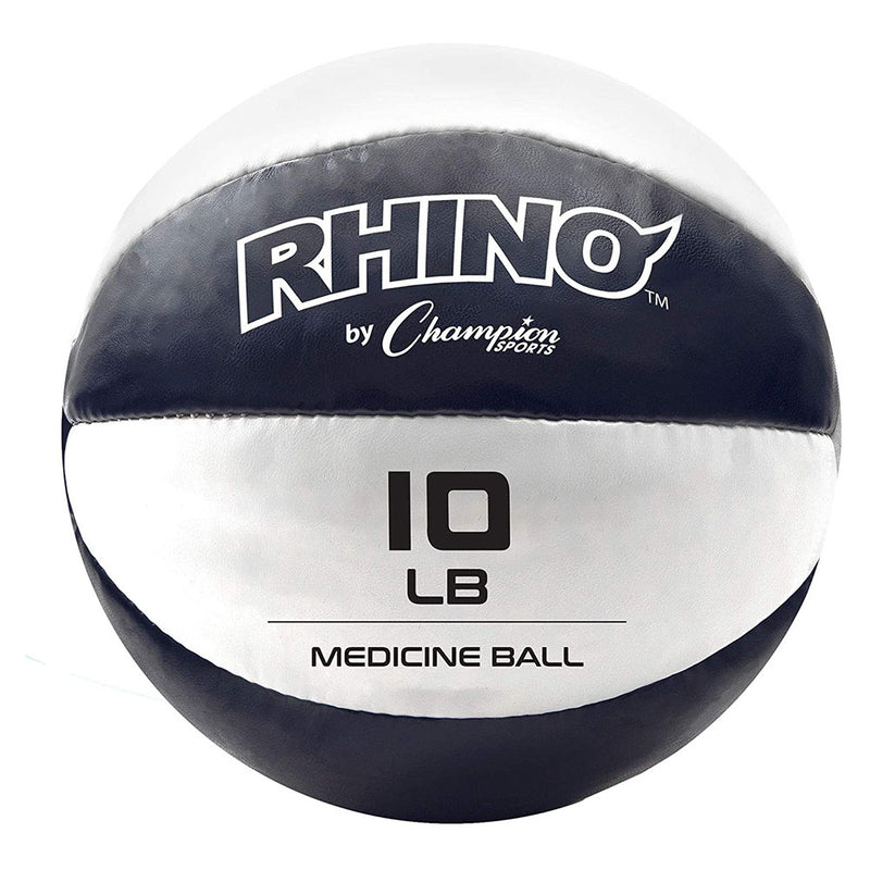 Champion Sports Rhino 10 lb Non Slip Leather Medicine Ball, Blue (Open Box)