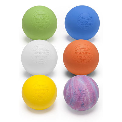 Champion Sports 6 Pack Official Rubber Lacrosse Regulation Ball Set, Multicolor
