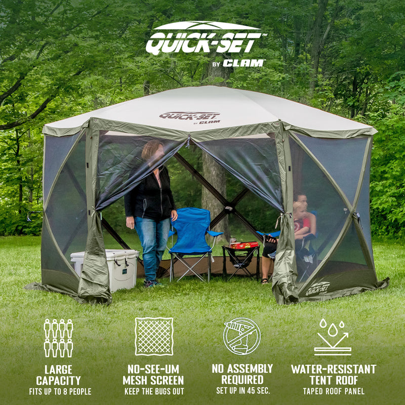 CLAM Quick-Set Escape 11.5 x 11.5 Ft Portable Canopy Shelter,Green/Tan(Open Box)