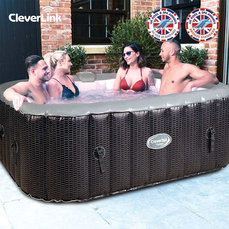 CleverSpa 8120 Corona 250 Gallon 73in 6 Person Inflatable Square Hot Tub Spa