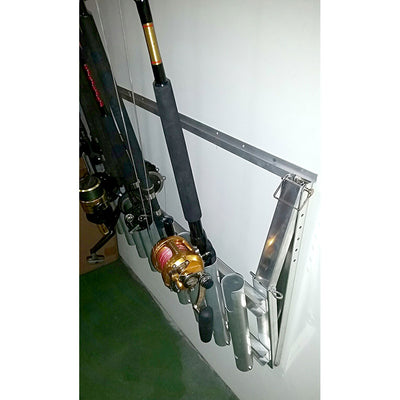 Viking Solutions VFR004 10 Rod Wall Mounted Aluminum Steel Fishing Rod Rack