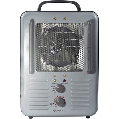 Comfort Zone Portable Electric  Deluxe Utility Convection Space Heater Fan, Gray