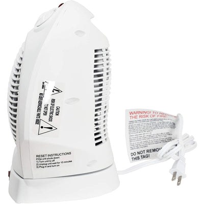 Comfort Zone Compact Portable Oscillating Space Heater Personal Fan Unit, White