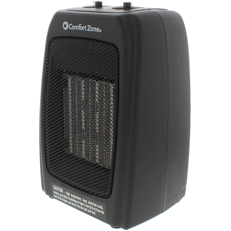 Comfort Zone Electric Ceramic Fan Forced Personal Space Heater, Black (Open Box)