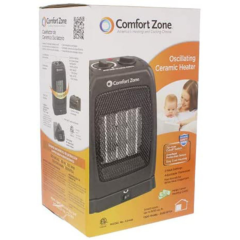 Comfort Zone Portable Electric Ceramic Oscillating Indoor Space Heater