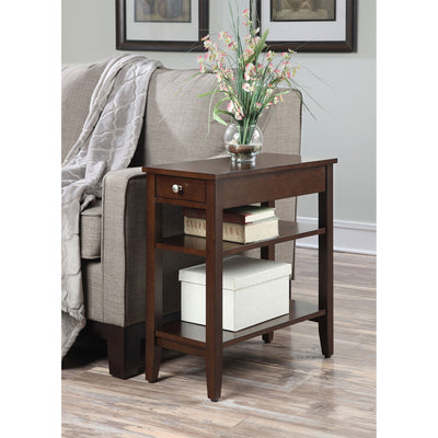 Convenience Concepts American Heritage 1 Drawer Wood Chairside Table, Espresso