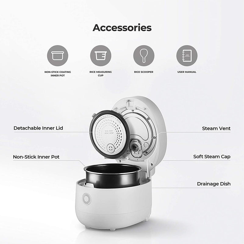 CUCKOO 6 Cup Rice Cooker and Warmer with Nonstick Inner Pot, White (Open Box)