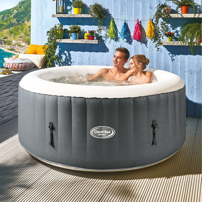 CleverSpa Shades 800 Liter 70 inch 4 Person Inflatable Round Hot Tub Spa, Gray