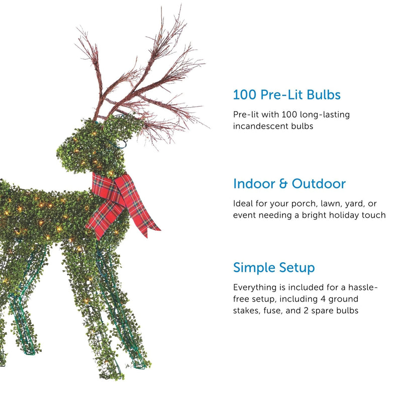 NOMA Pre Lit Garden Deer Christmas Holiday Lawn Decoration, Green (For Parts)