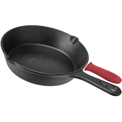 Cuisinel 8 Inch Pre Seasoned Cast Iron Skillet Cookware with Lid & Handle Cover