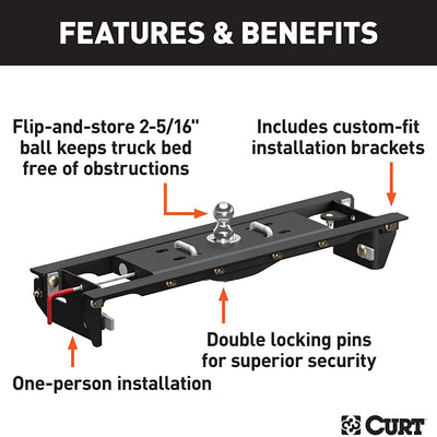 Curt Double Lock Gooseneck Ball Trailer Hitch Kit w/ Brackets (For Parts)