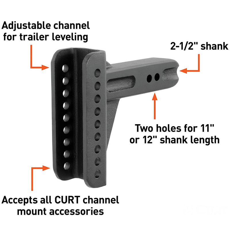 CURT 45917 Replacement Channel Mount Shank for 2.5-Inch Receivers, 20,000 Pounds