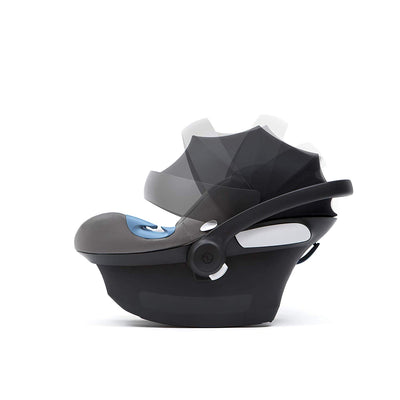 Cybex Aton M Portable Newborn Infant Baby Car Seat & SafeLock Base, Pepper Black
