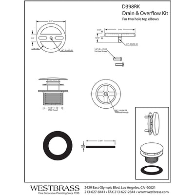 Westbrass 1.5" Diam Floating Faceplate Tiptoe Bathtub Trim Set, Black (Open Box)