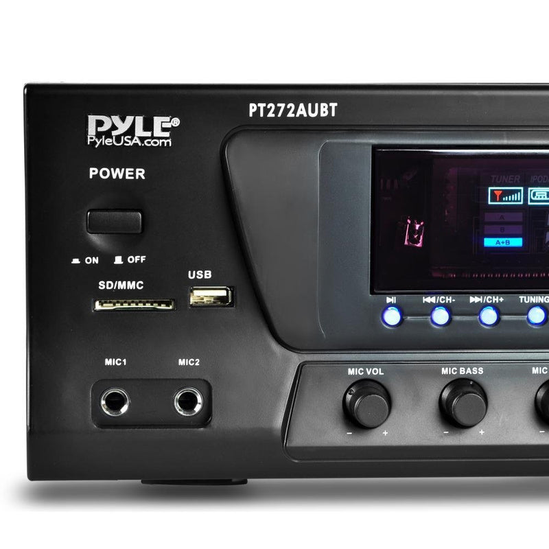 Pyle Stereo Amplifier Receiver w/ AM FM Tuner, Bluetooth & Sub Control(Open Box)