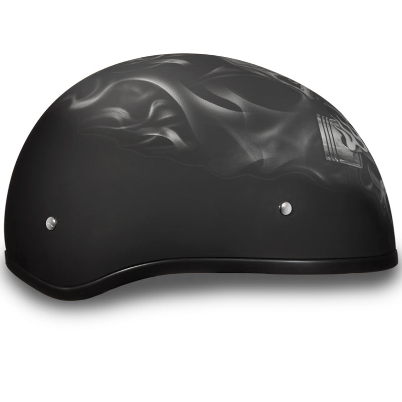 Daytona Helmets Motorcycle Half Helmet Skull Cap, XL, Dull Black, Pistons Skull