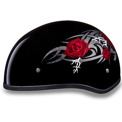 Daytona Helmets Motorcycle Half Helmet Skull Cap, Medium, High Gloss Black, Rose