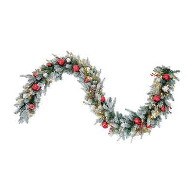 Haute Decor 9 Ft Pre Lit Classic Garland with 100 LED Warm White Lights (2 Pack)