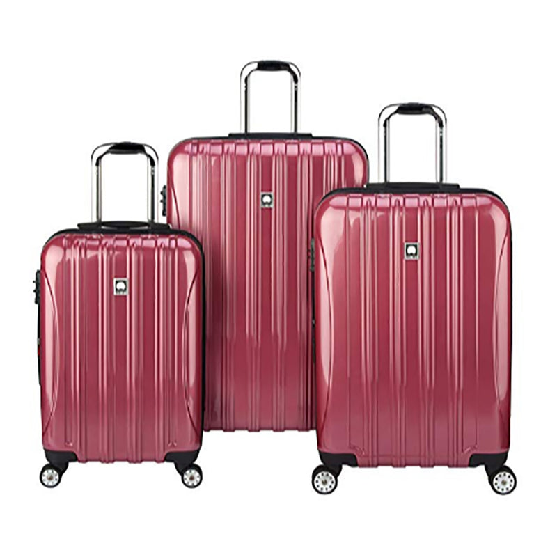 DELSEY Paris 3 Piece Helium Aero Spinner Hardcase Luggage Travel Case Set, Red
