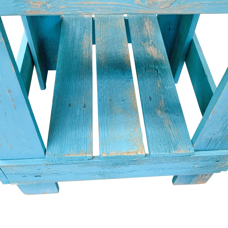 del Hutson Designs Reclaimed Solid Barnwood Farmhouse Rustic End Table,Turquoise