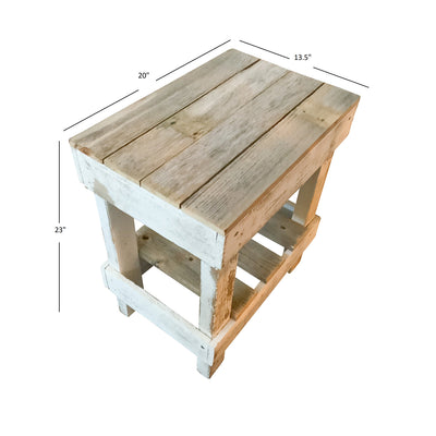 del Hutson Designs Reclaimed Wood Farmhouse Slim End Side Table, Natural/White