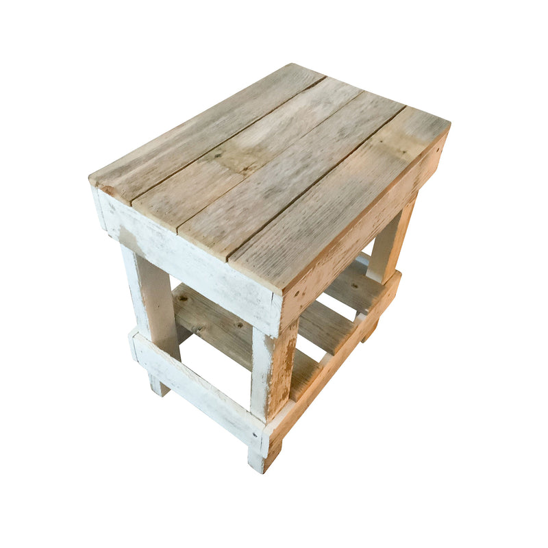 del Hutson Designs Reclaimed Wood Farmhouse Slim End Side Table, Natural/White