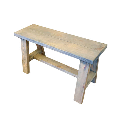 del Hutson Designs Classic Solid Pine Wood Rustic Decor End Table Bench, Grey