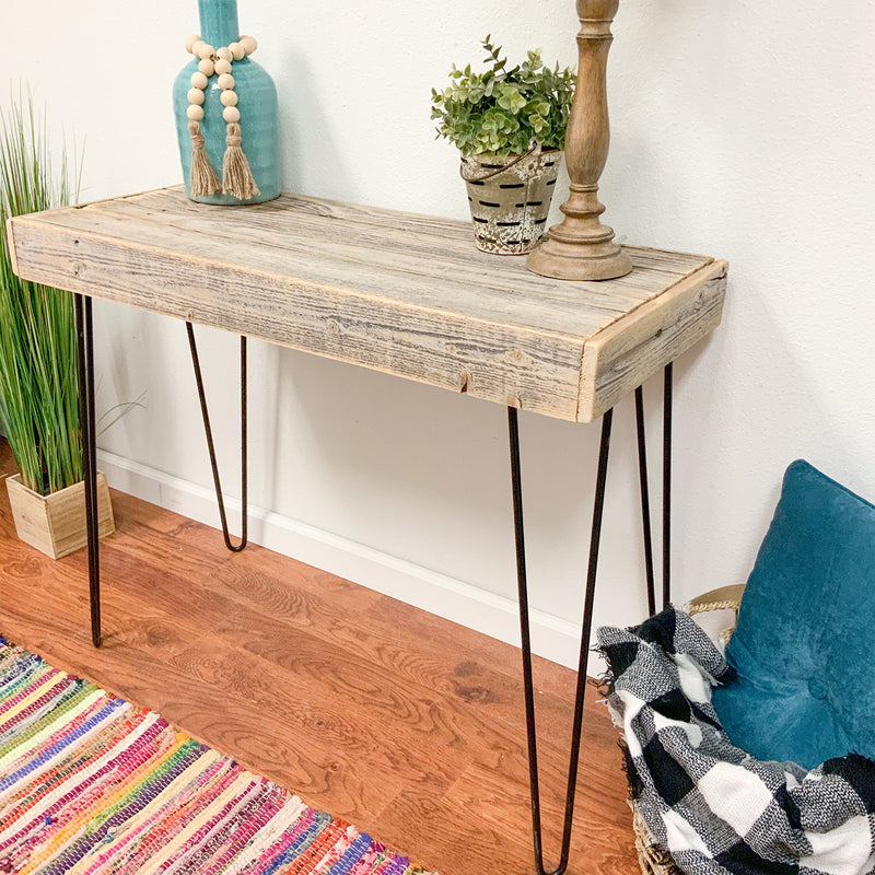 del Hutson Designs Harpen Reclaimed Wooden Living Room Console Table, Natural
