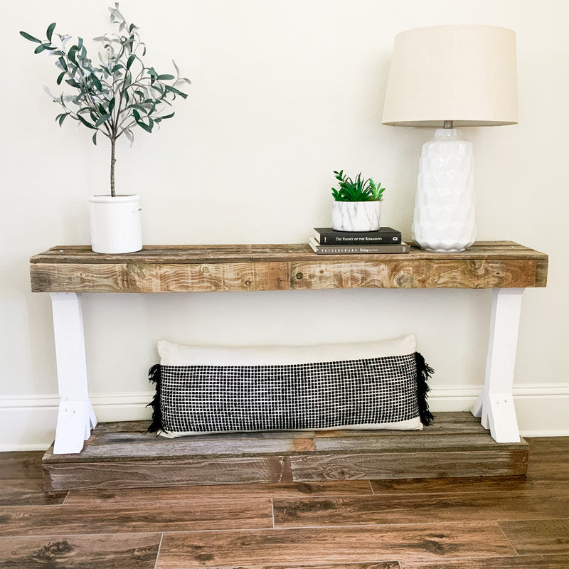 del Hutson Designs Barb Rustic Reclaimed Wood Living Room Console Table, White