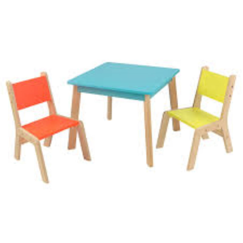 KidKraft 26322 Modern Crafting Table and 2 Chair Set for Children, Multicolored
