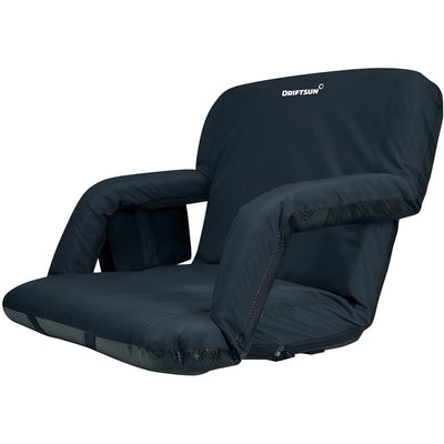 Driftsun Padded Folding Portable Extra Wide Reclining Stadium Seat Chair, Black