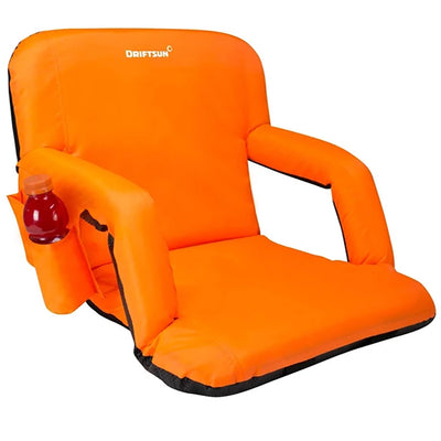 Driftsun Padded Folding Portable 6 Position Reclining Stadium Seat Chair, Orange