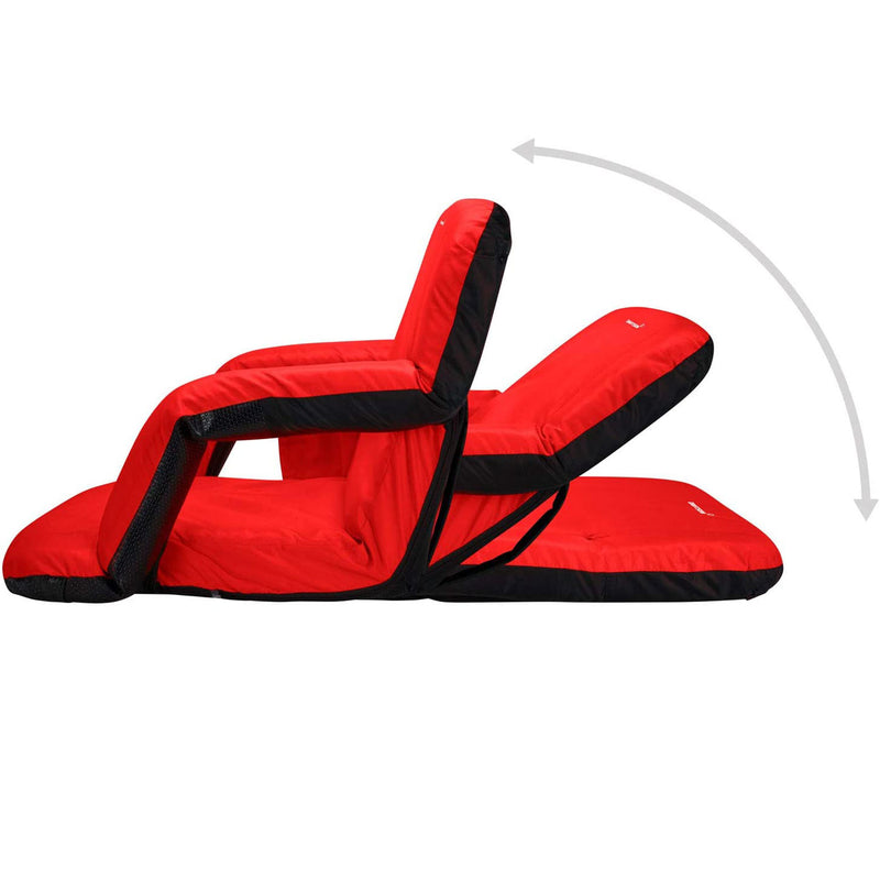 Driftsun Padded Folding Portable Extra Wide Reclining Stadium Seat Chair, Red