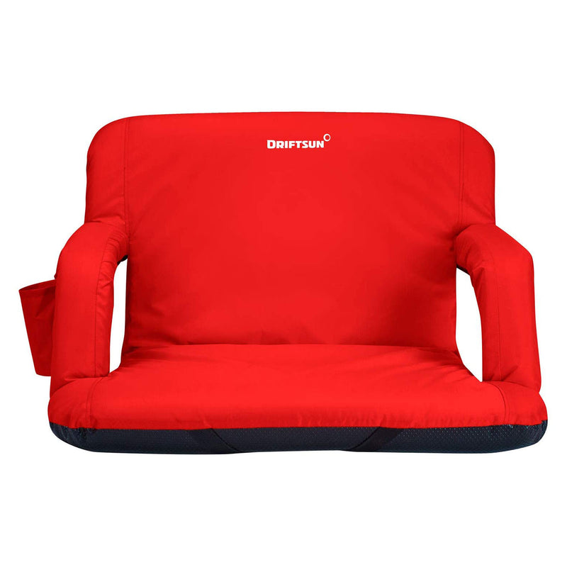 Driftsun Padded Folding Portable Extra Wide Reclining Stadium Seat Chair, Red