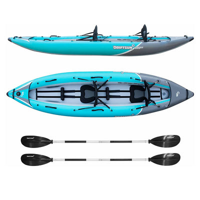 Driftsun Rover 220 Inflatable Tandem Sport Whitewater Kayak with 2 Paddles, Blue