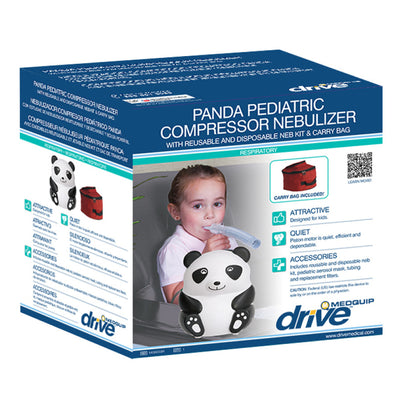 Drive Medical MQ6003R Home Kids Panda Compressor Nebulizer Kit with Carry Bag