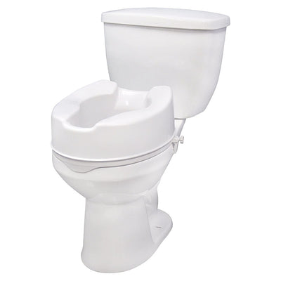 Drive Medical Universal Raised Bathroom Toilet Seat w/ Locking Mechanism, White