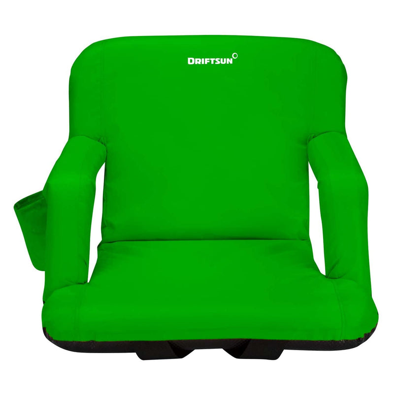 Driftsun Folding Stadium Reclining Bleacher Seat Chair with Back Support, Green