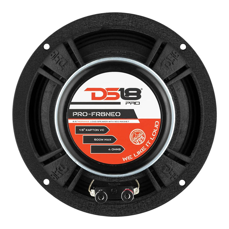 DS18 DS18-PRO-FR6NEO 6.5" 500W MAX Car Stereo Neodymium Loudspeaker (4 Pack)