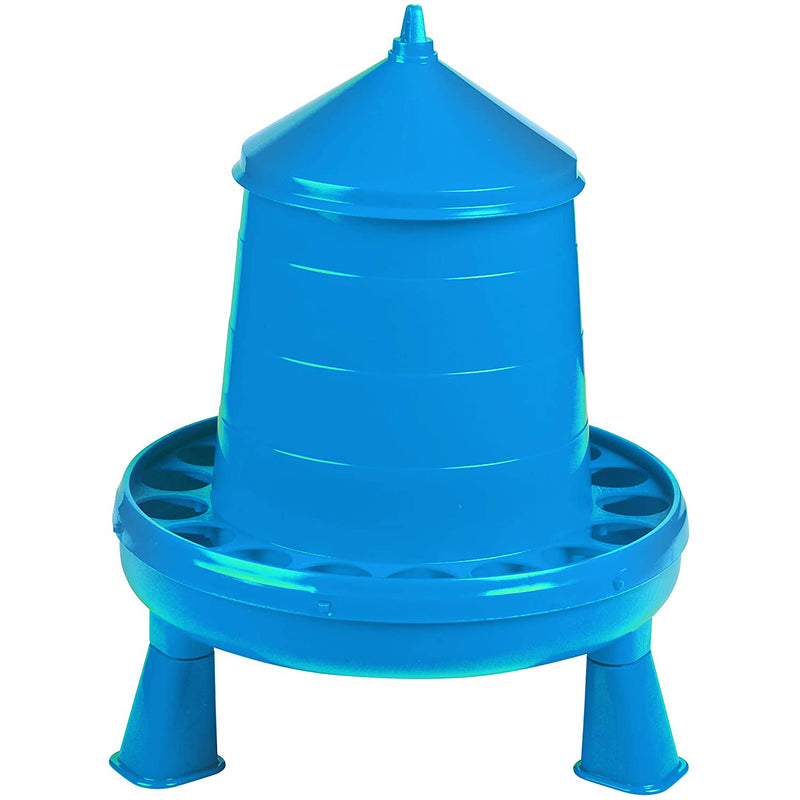 Little Giant 8.5 Pound Poultry Chicken Feeder Dispenser w/ Carrying Handle, Blue - VMInnovations