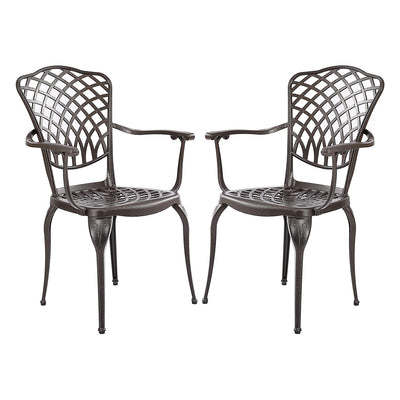 Kinger Home Arden Rustic Outdoor Aluminum Patio Dining Chairs, Bronze, Set of 2