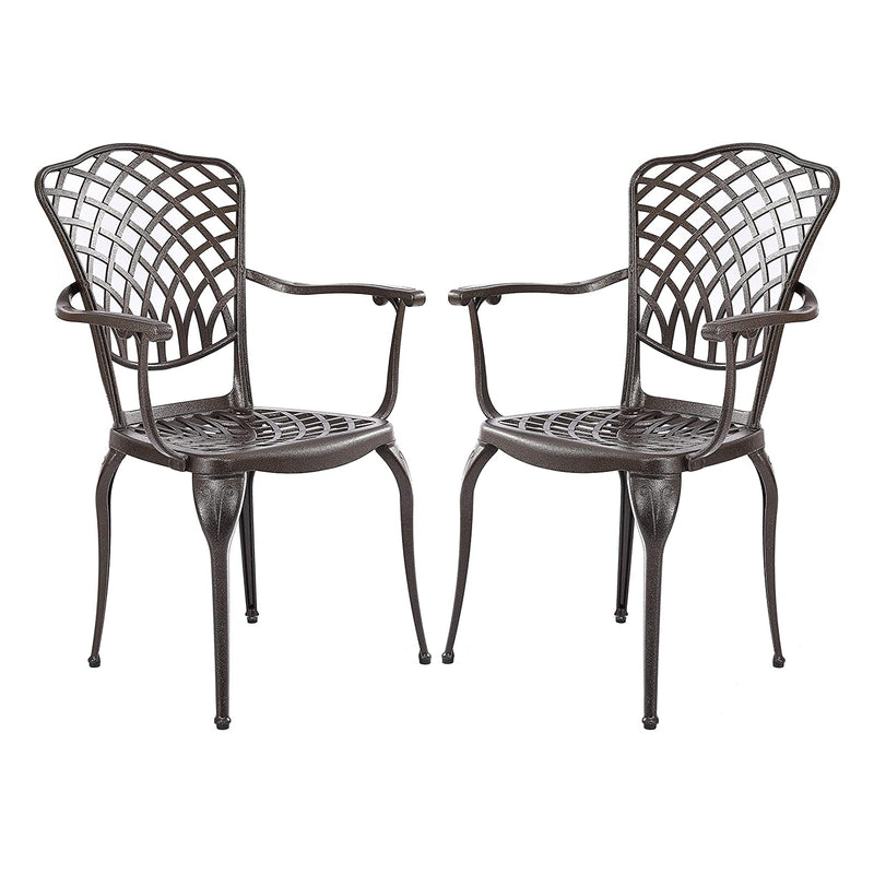 Kinger Home Arden Rustic Outdoor Aluminum Patio Dining Chairs, Bronze, Set of 2