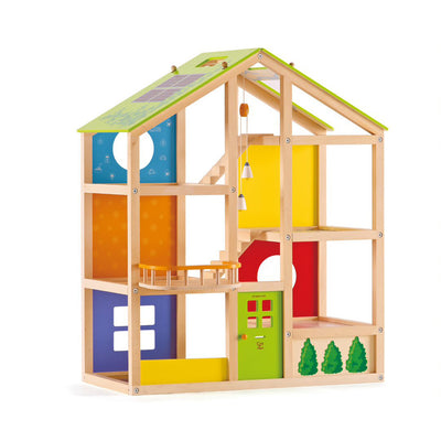 Hape Wooden All 4 Season Unfurnished Dollhouse Kids Play House for Ages 3 and Up