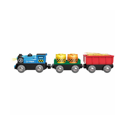 Hape Kids Battery Powered Rolling Stock Cargo Railway Train Engine Toy Kit Set