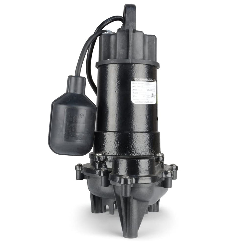 Eco-Flo ECD75W Heavy Duty Cast Iron Sump Pump with Wide Angle Switch, Black