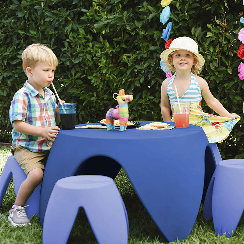 ECR4Kids Blossom Kids Toddler Indoor/Outdoor Plastic 36x36x18" Play Table, Blue