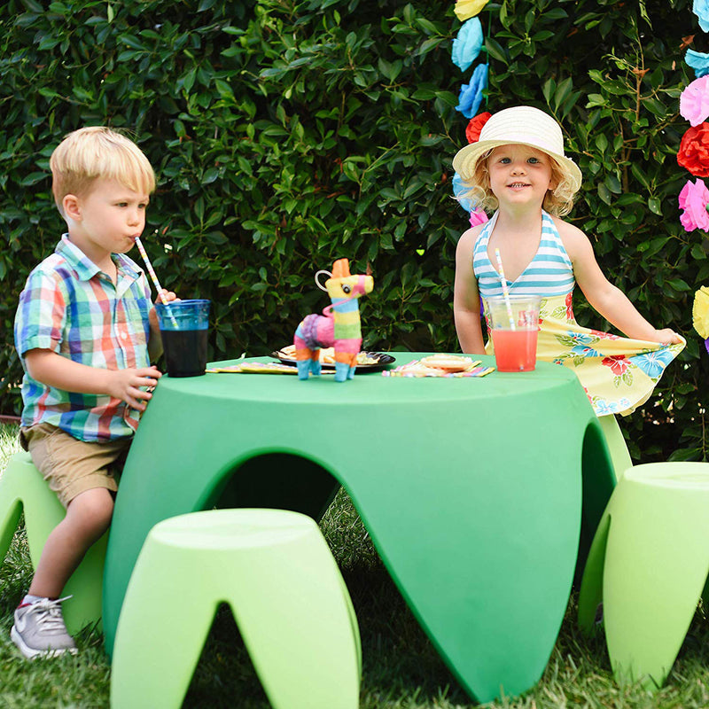 ECR4Kids Blossom Kids Toddler Indoor/Outdoor Plastic 36x36x18" Play Table, Green