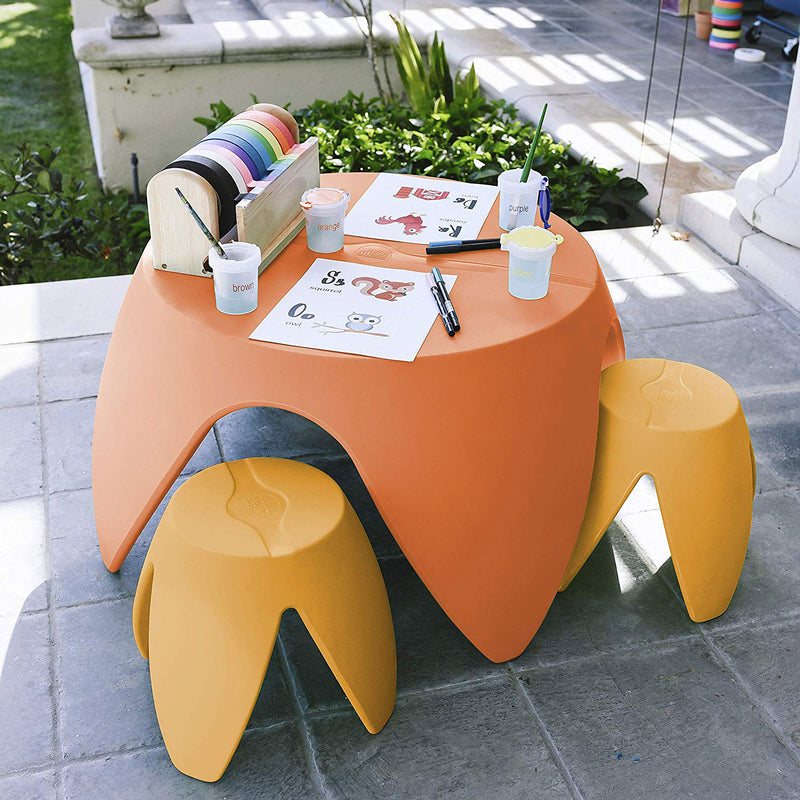 ECR4Kids Blossom Kids Toddler Indoor/Outdoor Plastic 36x18" Play Table, Orange