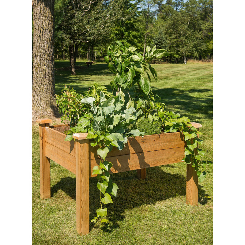Gronomics Red Cedar Rustic Elevated Garden Bed 34 x 48 x 32 Inches, Finished