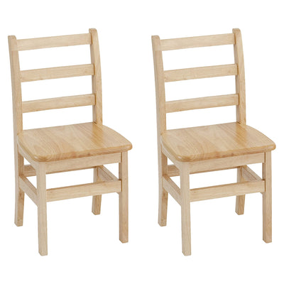 ECR4Kids 14 Inch Natural Hardwood Stable 3 Rung Ladderback Toddler Chair, 2 Pack